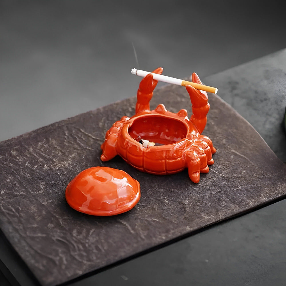 Elegant Orange Krabba Design Askfat - Orientalisk Stil Rökartillbehör