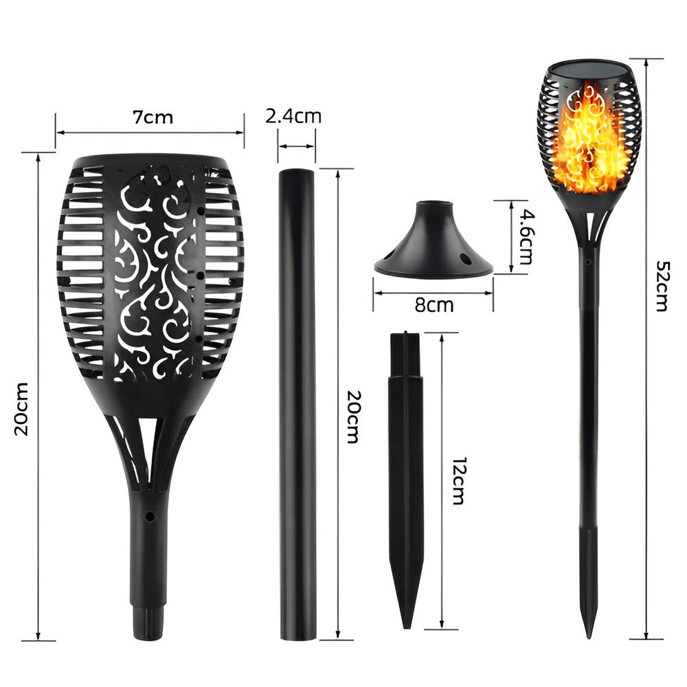 Ficklampa - IP65 Vattentäta Solcellslampor med Flimrande Flamma för Utomhusbruk