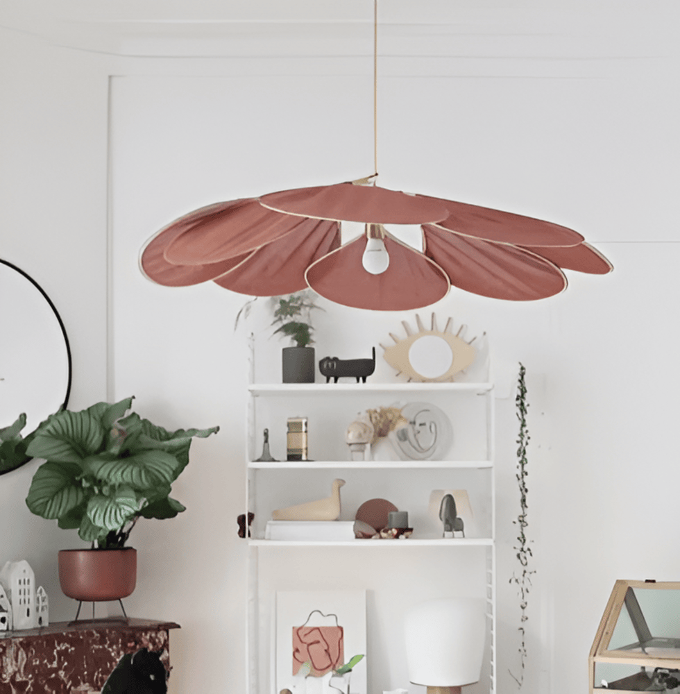 FloryVint Taklampa - Hängande Lampa i tyg med Blommig Vintage-Design