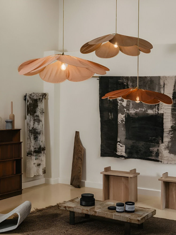FloryVint Taklampa – Vintage Hänglampa med Blomdesign i Tyg för Vardagsrum