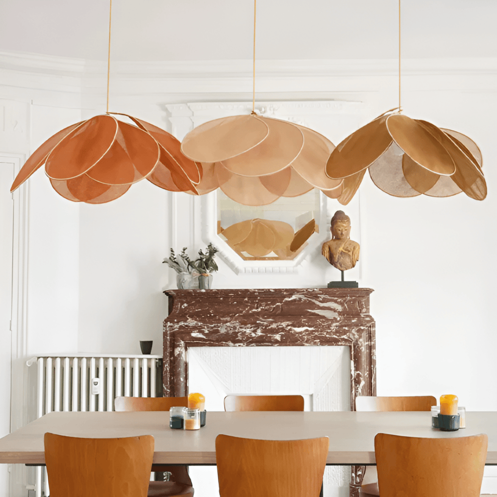 FloryVint Taklampa – Vintage Hänglampa med Blomdesign i Tyg för Vardagsrum