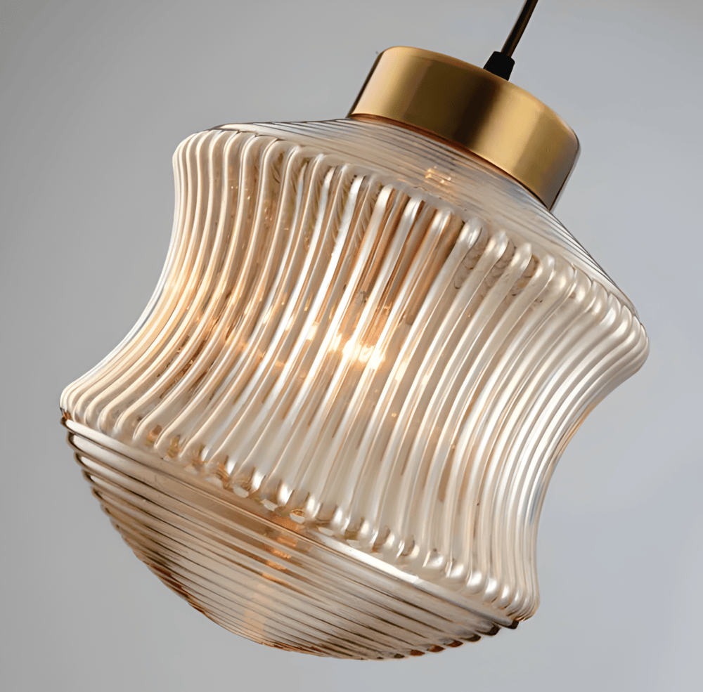 GeomGlass Taklampa - Vintage Rökgrå och Bärnstensfärgad Taklampa med Ribbor