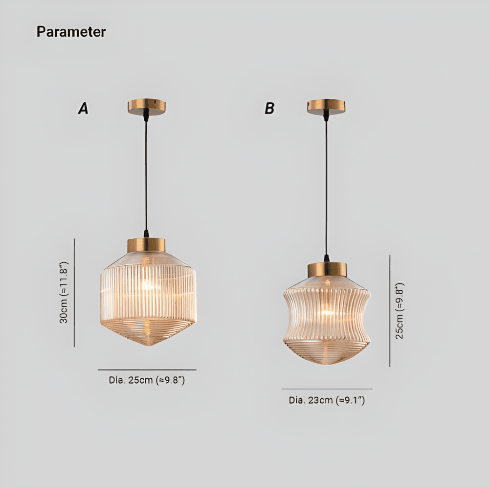 GeomGlass Taklampa - Vintage Rökgrå och Bärnstensfärgad Taklampa med Ribbor