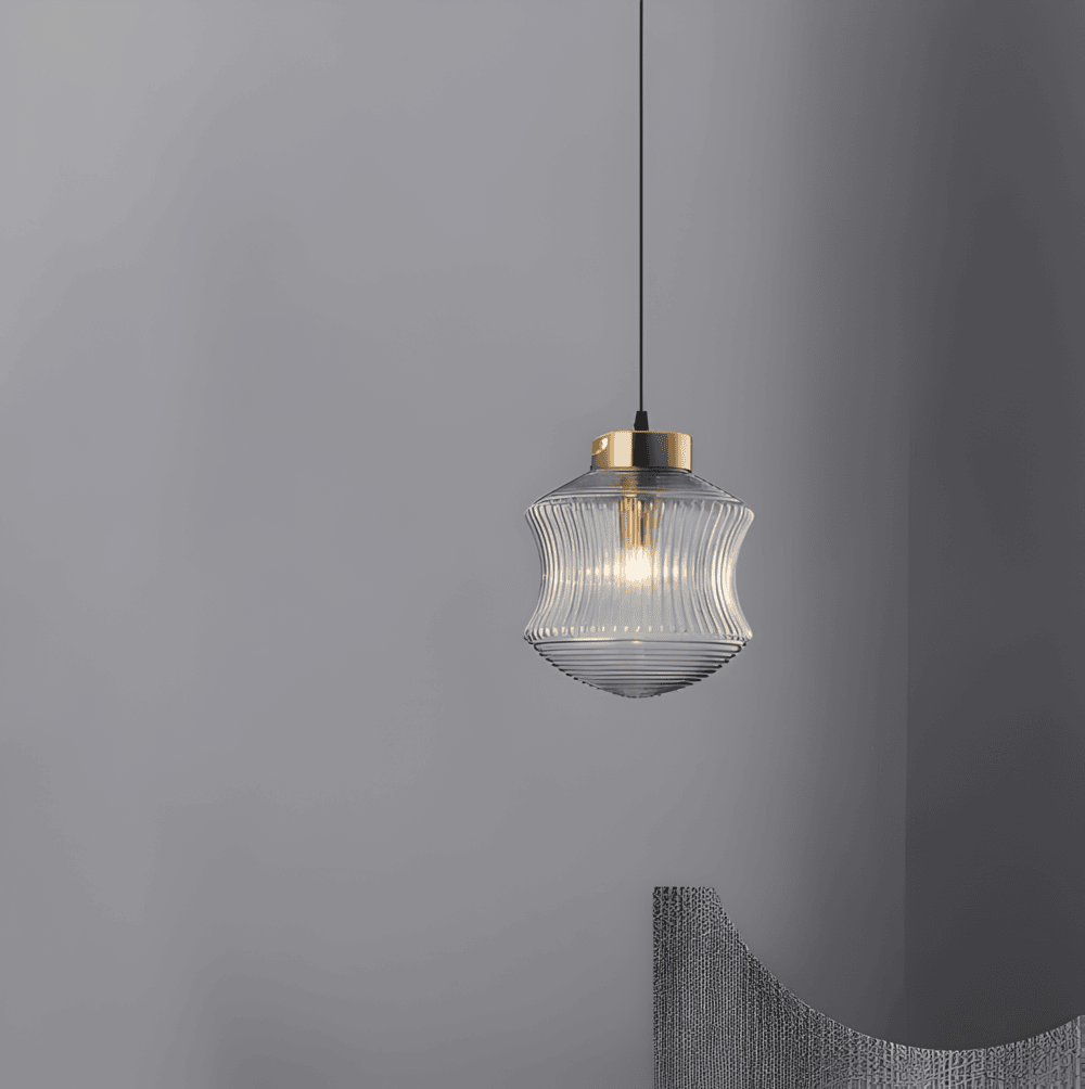 GeomGlass Taklampa - Vintage Rökgrå och Bärnstensfärgad Taklampa med Ribbor