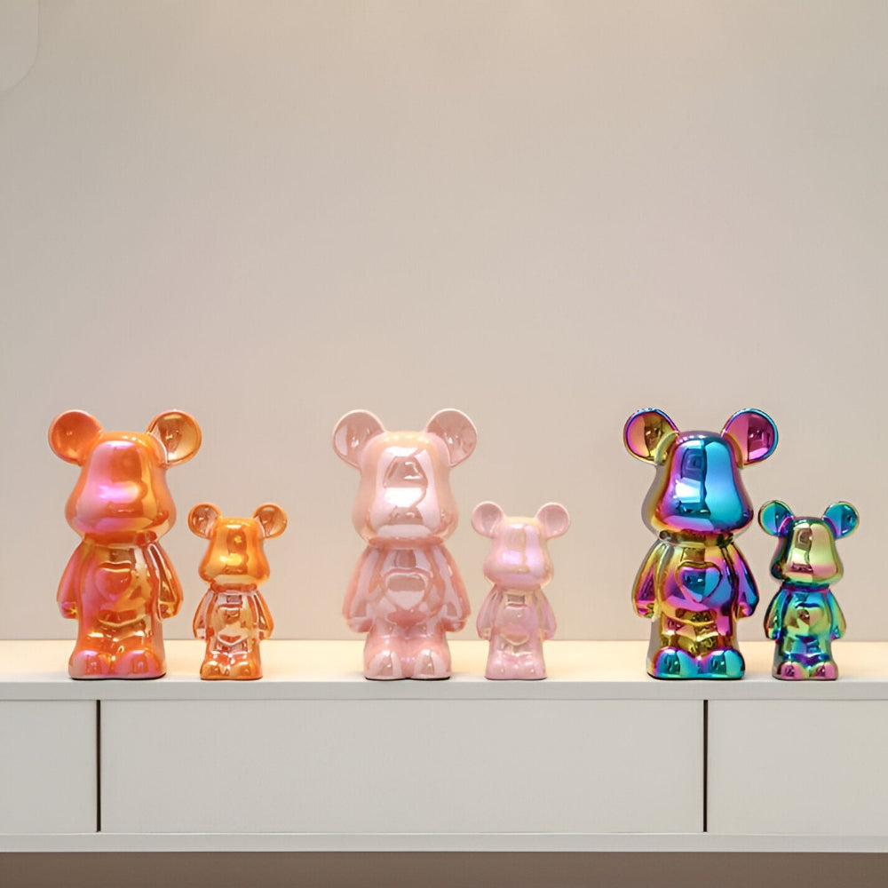 GlossiBear Figur - Färgglad Modern Björkonst Staty