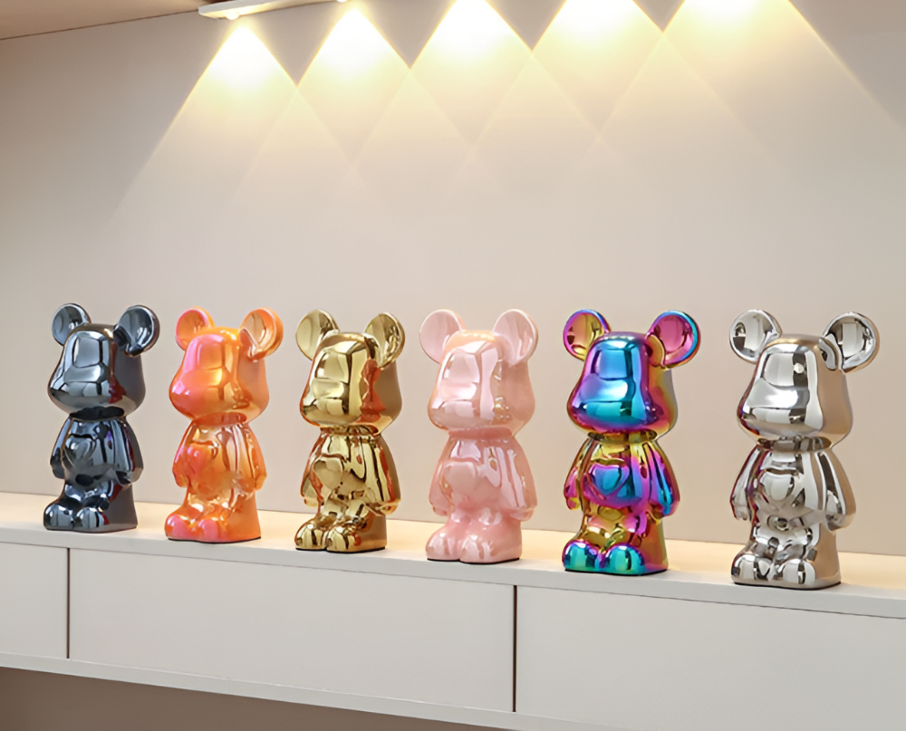 GlossiBear Figur - Färgglad Modern Björkonst Staty