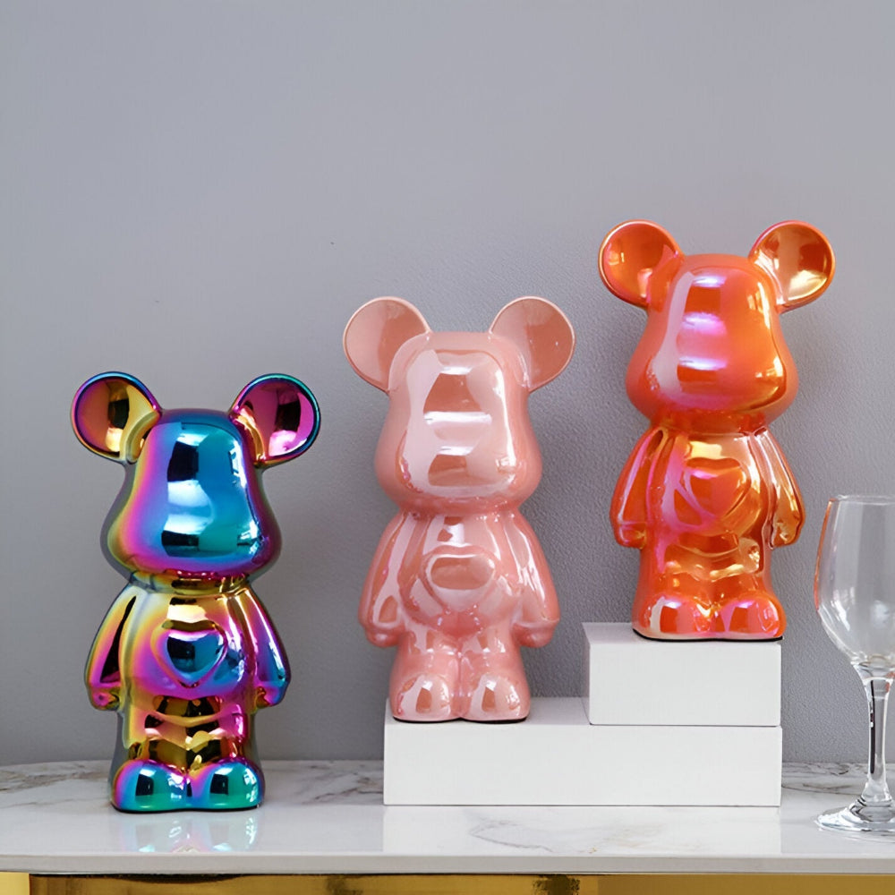 GlossiBear Figur - Färgglad Modern Björkonst Staty