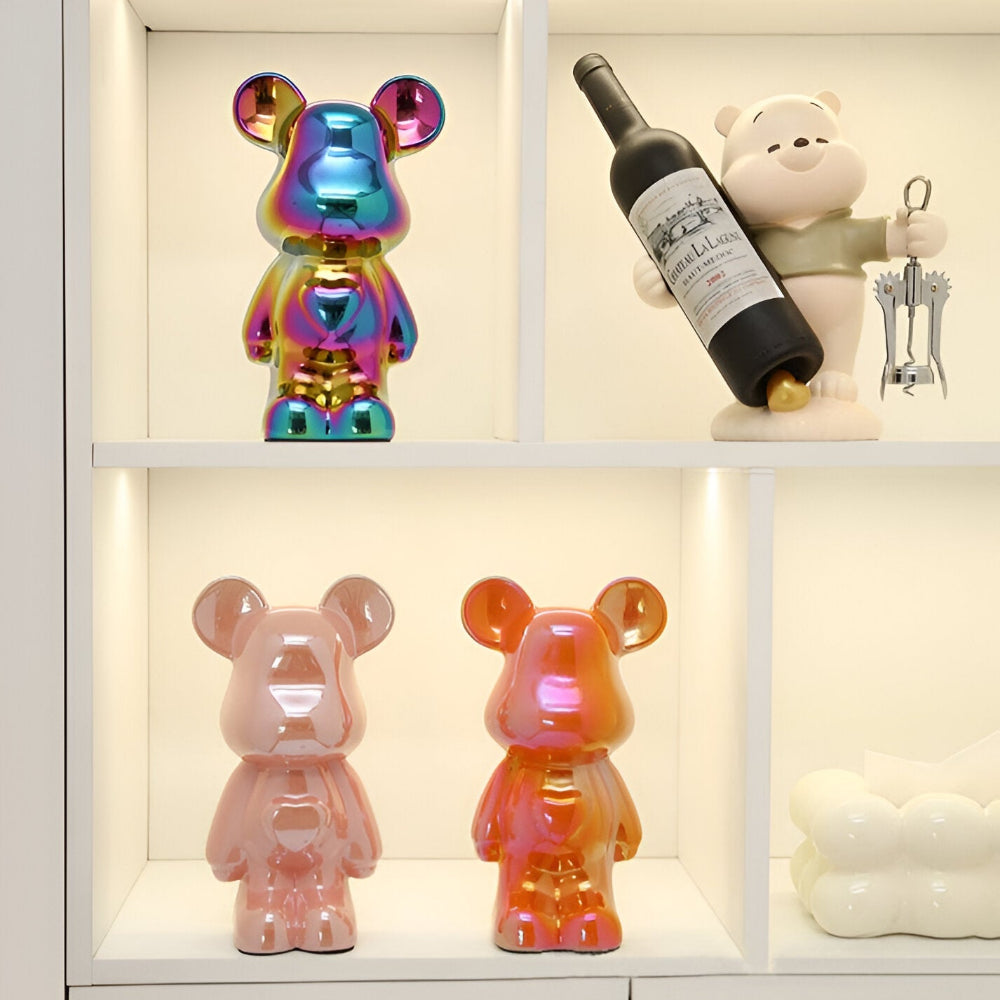 GlossiBear Figur - Färgglad Modern Björkonst Staty