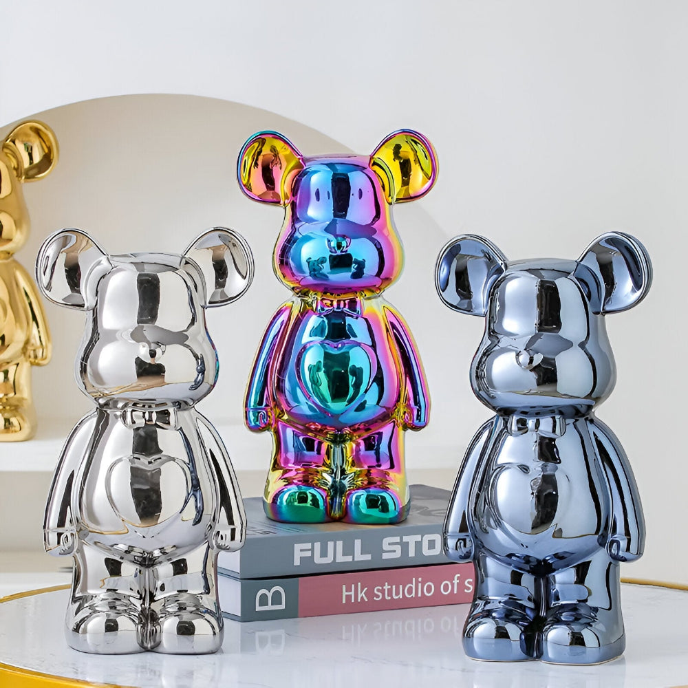 GlossiBear Figur - Färgglad Modern Björkonst Staty