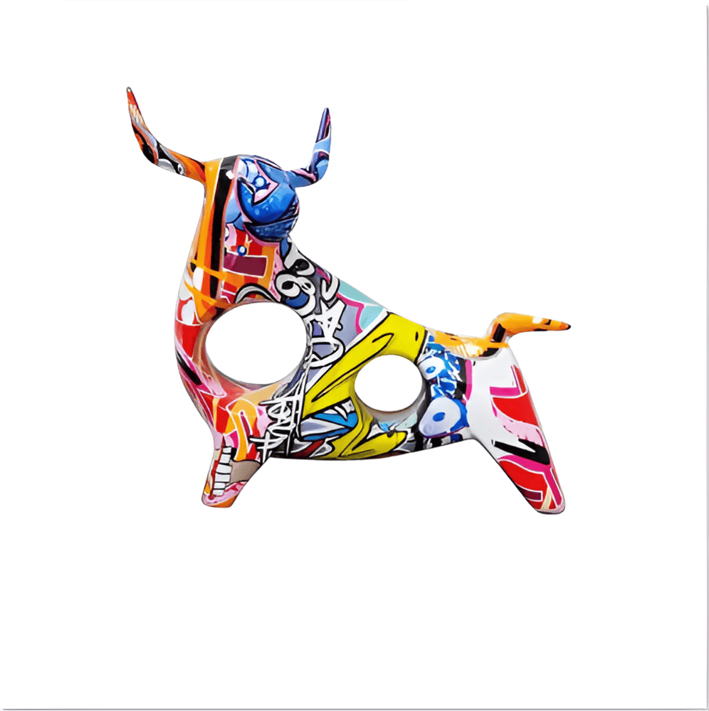 Graffiti Cow - Miniatyrstaty av en ko, Ett Finurligt Tillskott till Skrivbordsdekorationer