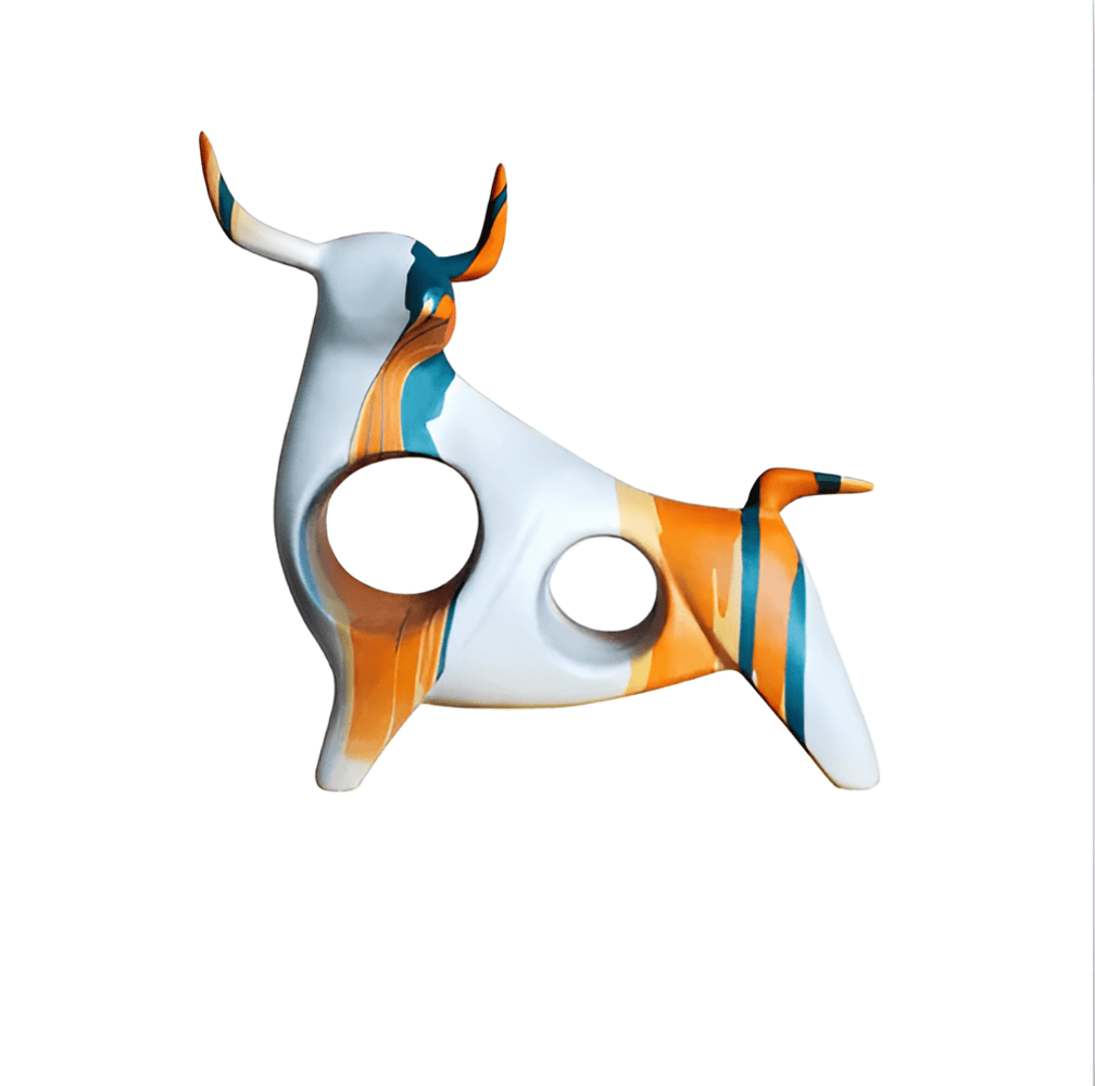 Graffiti Cow - Miniatyrstaty av en ko, Ett Finurligt Tillskott till Skrivbordsdekorationer