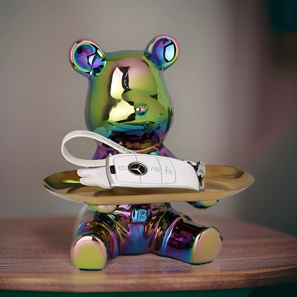 Happy Bear - Modern Keramisk Figurbricka för Lyxiga Utställningar i Hemmet