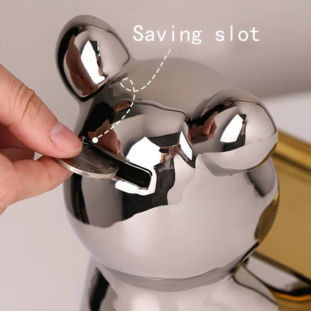 Happy Bear - Modern Keramisk Figurbricka för Lyxiga Utställningar i Hemmet
