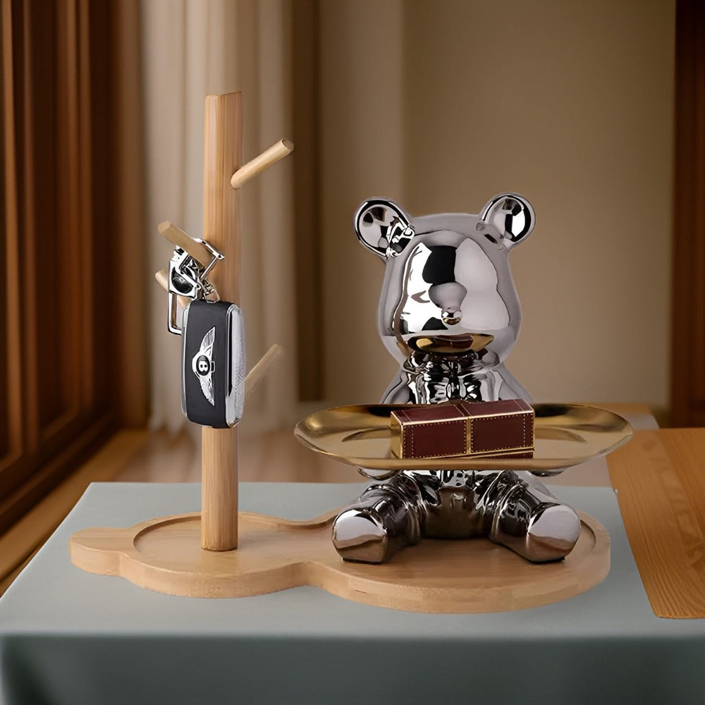 Happy Bear - Modern Keramisk Figurbricka för Lyxiga Utställningar i Hemmet