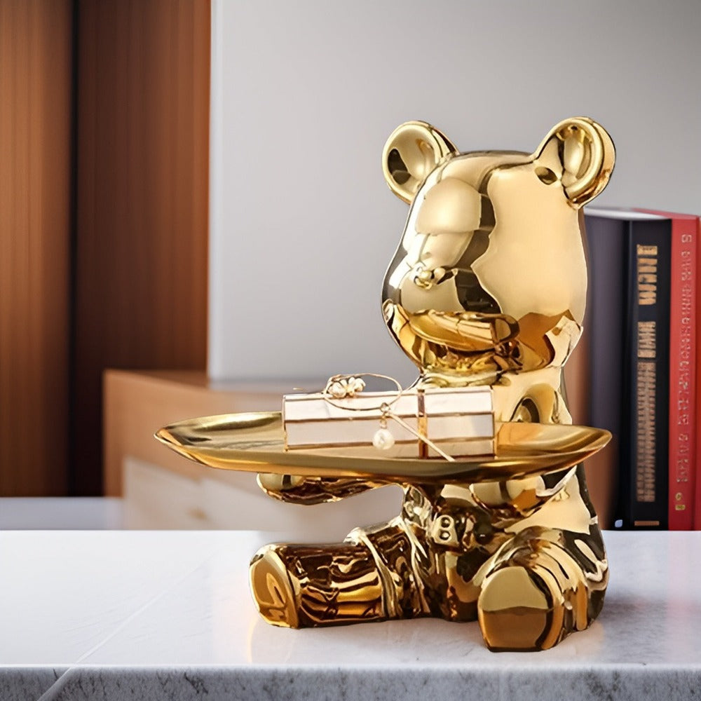 Happy Bear - Modern Keramisk Figurbricka för Lyxiga Utställningar i Hemmet