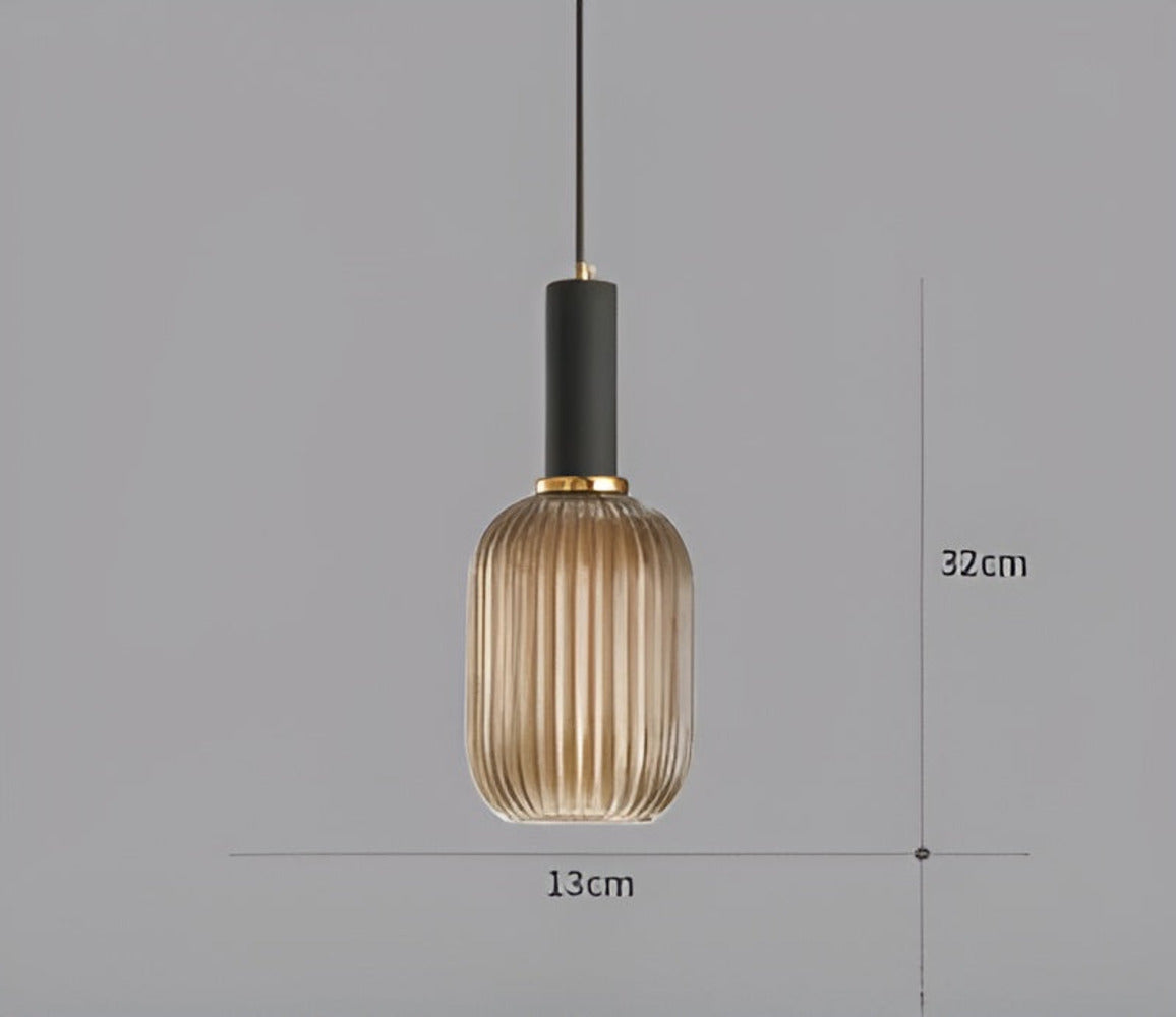 HuedRibbad Taklampa- Randig Ljuskrona i Vintageglas