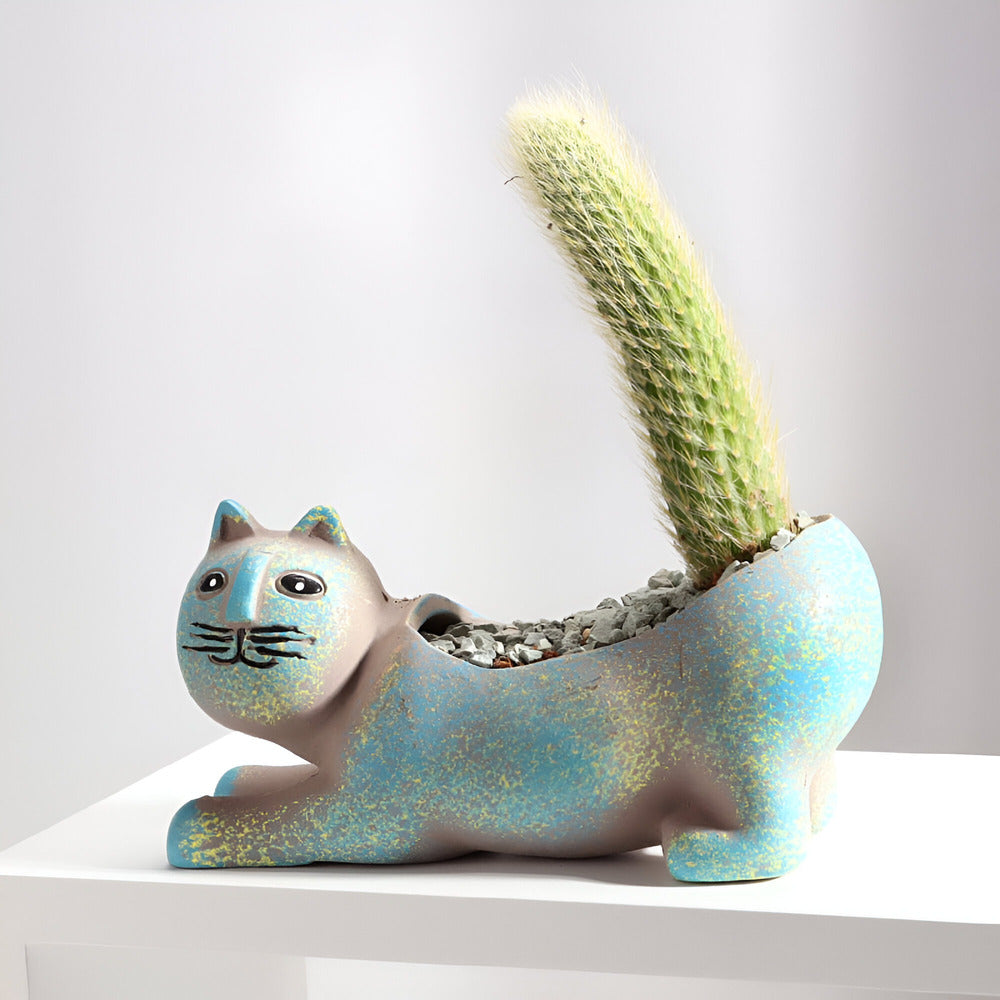 Charmiga Katt-Design Keramiska Blomkrukor för Växter