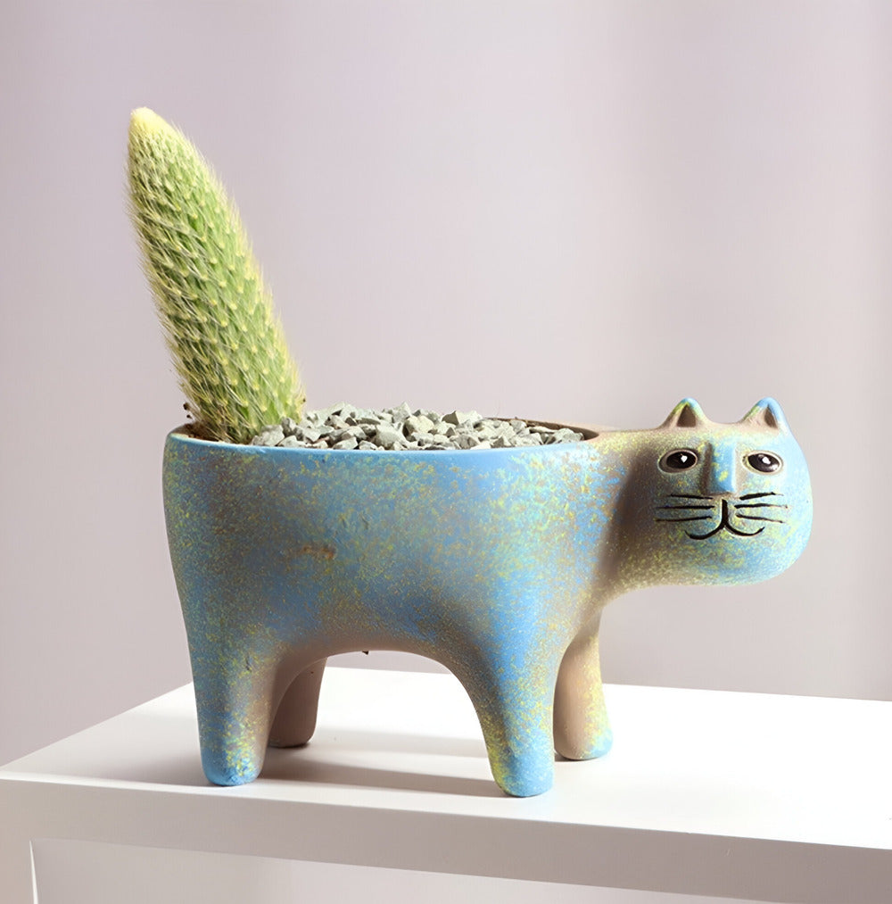 Charmiga Katt-Design Keramiska Blomkrukor för Växter