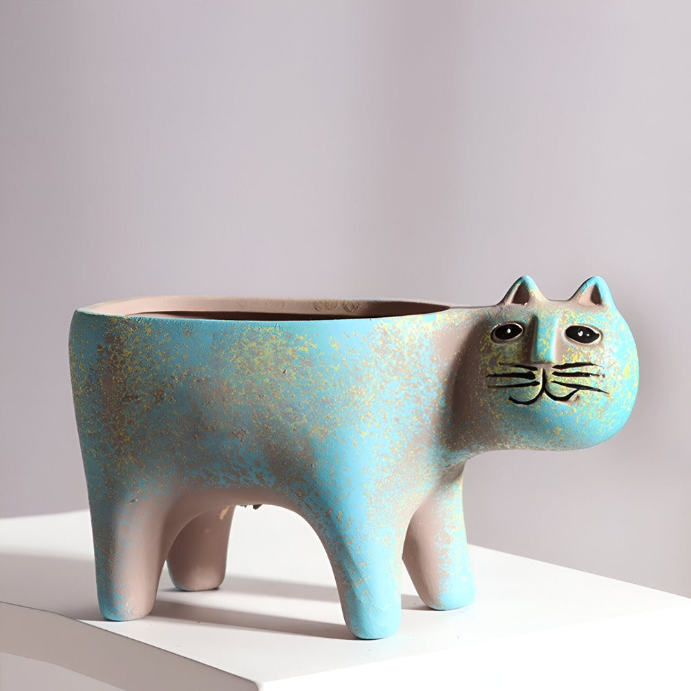 Charmiga Katt-Design Keramiska Blomkrukor för Växter