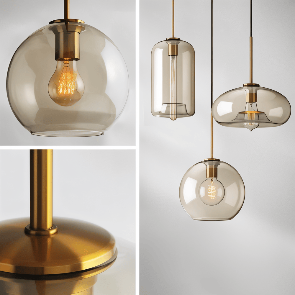 Pendellampa med Klar Pärla - Taklampa i Glas för Industriellt Loft