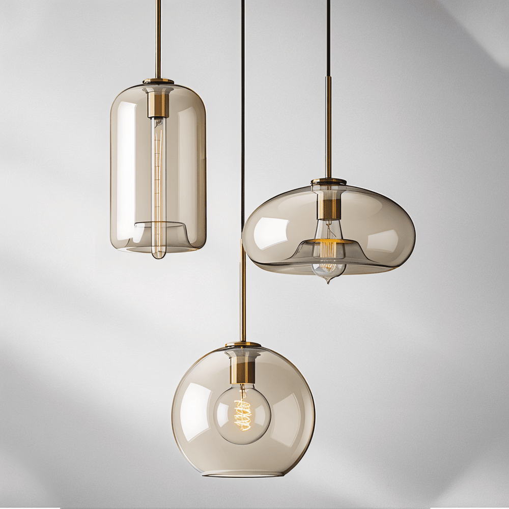 Pendellampa med Klar Pärla - Taklampa i Glas för Industriellt Loft