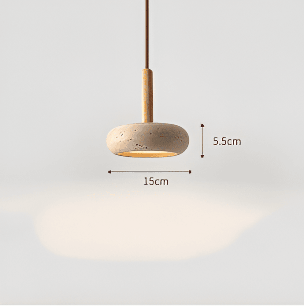 Krämfärgad Travertin  Pendellampa - Rund Taklampa - Retro Pendellampa