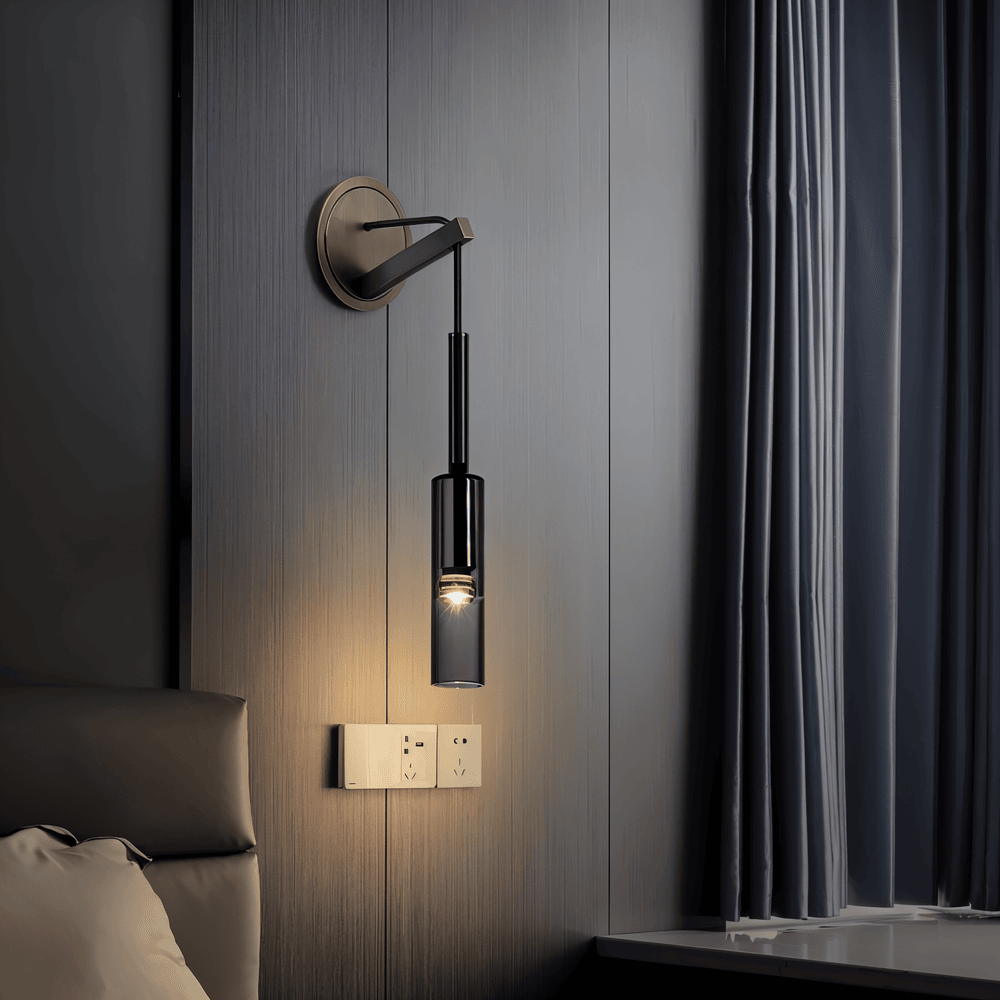 Kristallgrå Vägglampa - Minimalistisk Rökig tub Modern Vägglampa