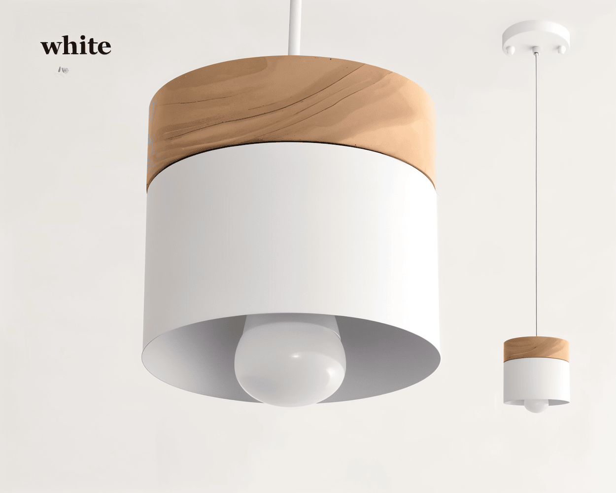 Cylinder Chic Pendellampa i Metall och Varmt Trä