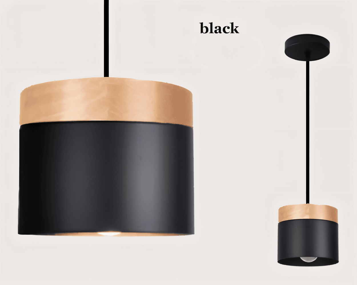 Cylinder Chic Pendellampa i Metall och Varmt Trä