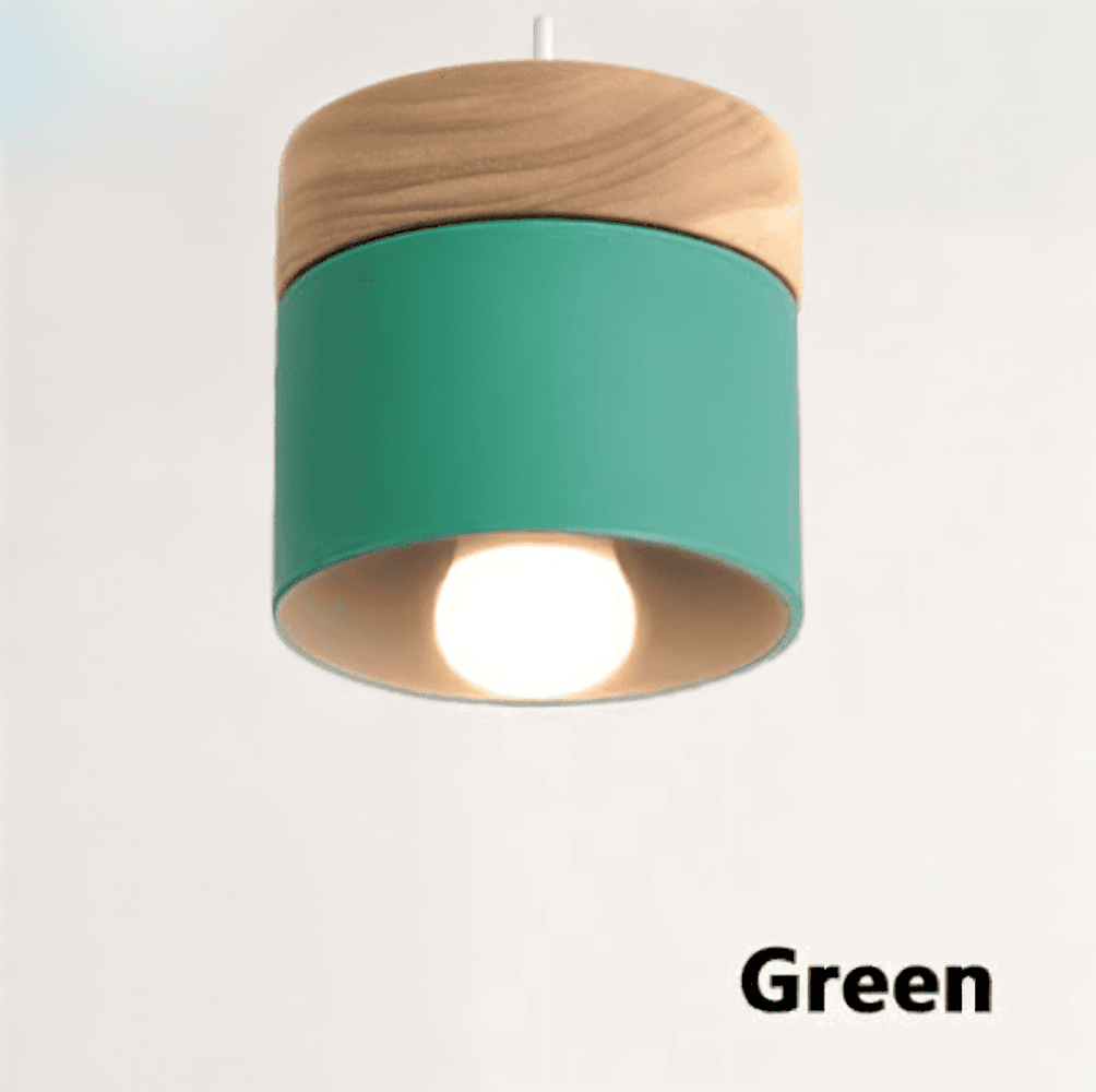 Cylinder Chic Pendellampa i Metall och Varmt Trä