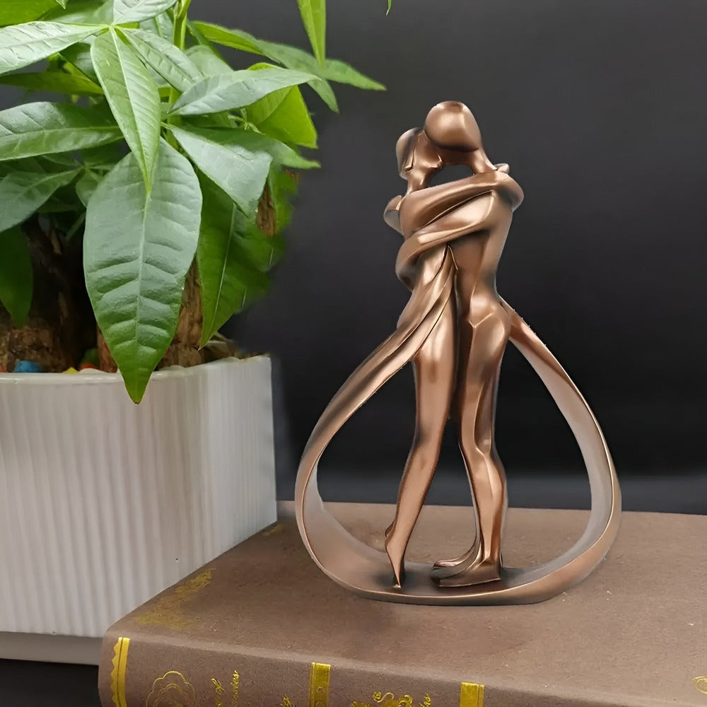 Lovers' Bond Staty - Konstnärlig Skulptur av ett Kyssande Par