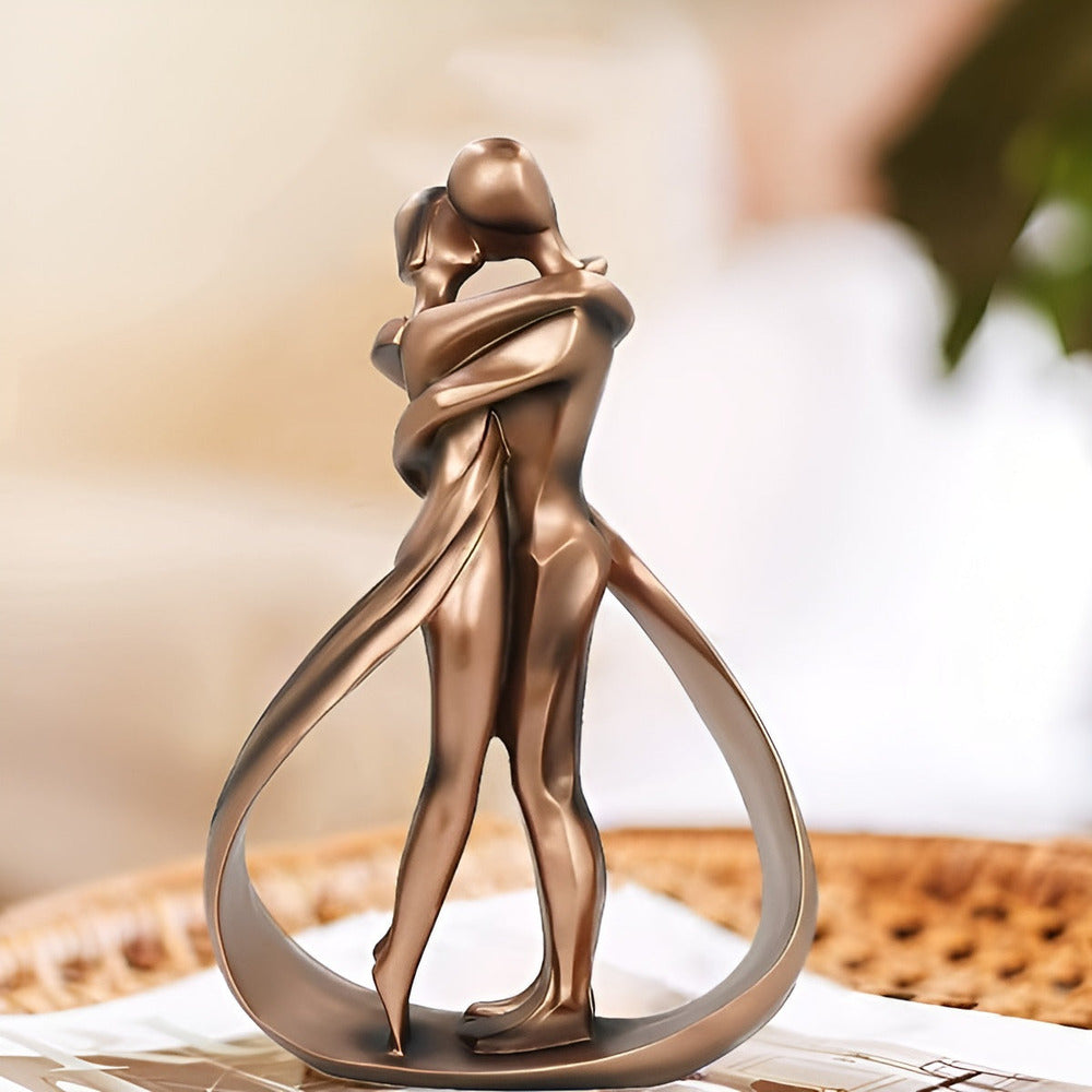 Lovers' Bond Staty - Konstnärlig Skulptur av ett Kyssande Par