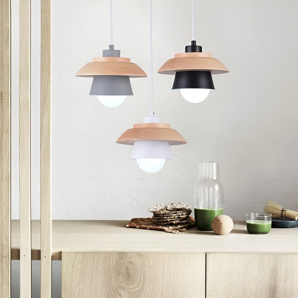LuminLoft Taklampor - Minimalistiska Macaron-Pendellampor av Trä