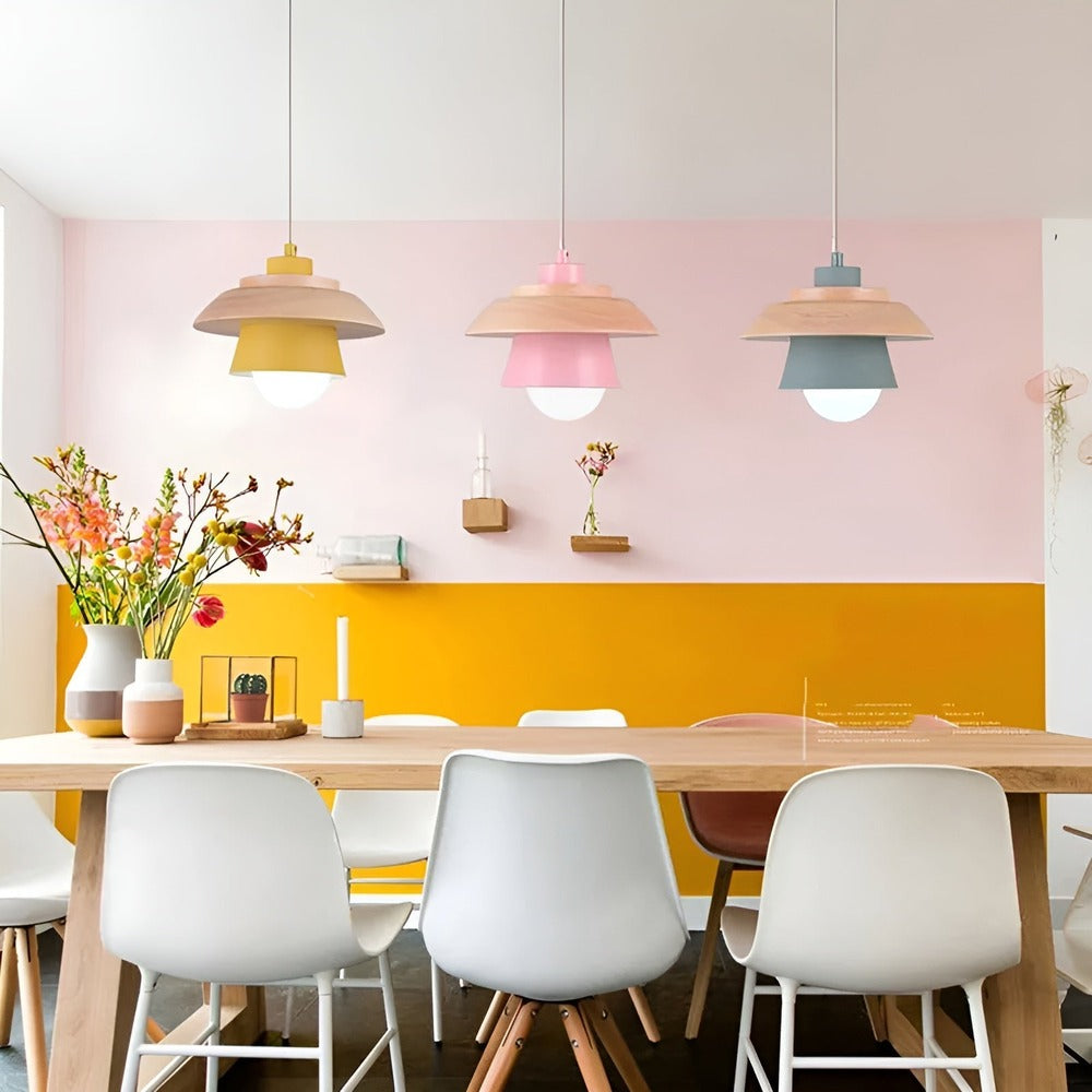 LuminLoft Taklampor - Minimalistiska Macaron-Pendellampor av Trä