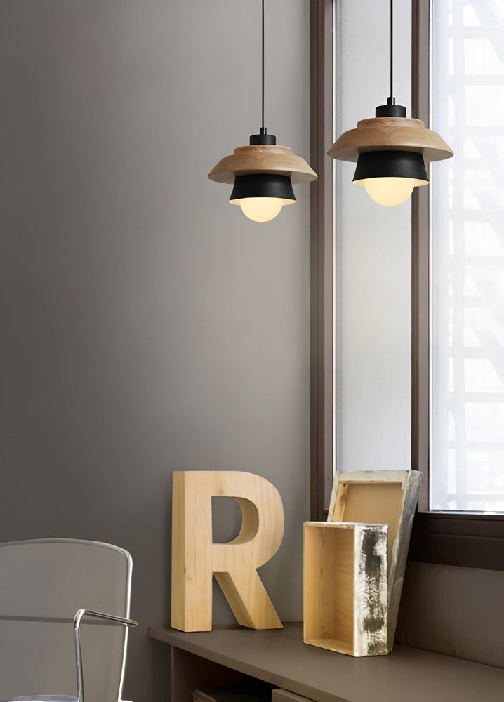 LuminLoft Taklampor - Minimalistiska Macaron-Pendellampor av Trä