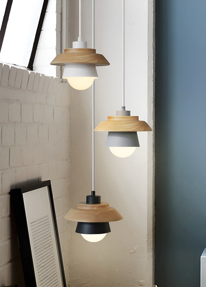 LuminLoft Taklampor - Minimalistiska Macaron-Pendellampor av Trä
