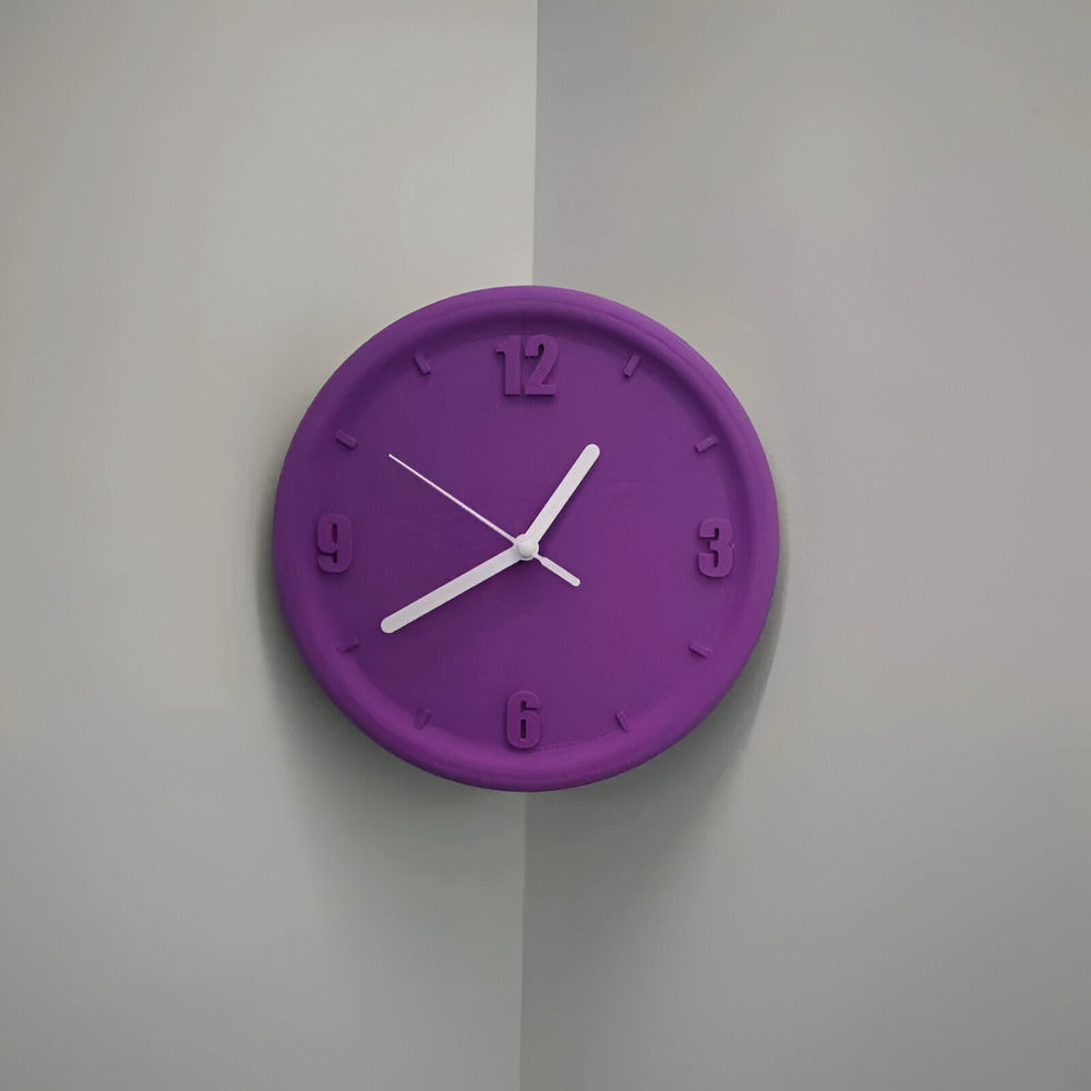 Minimalistisk hörnväggsklocka 30 cm – Ljudlös, modern för sovrum och vardagsrum – Dopamine Decor