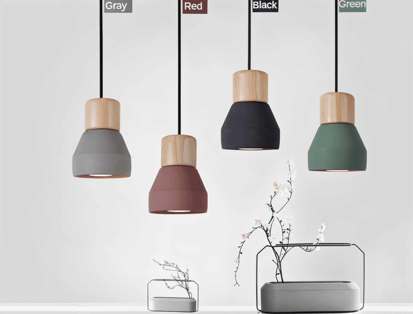 MixTint taklampa - Taklampa av Betong med Inslag av Trä