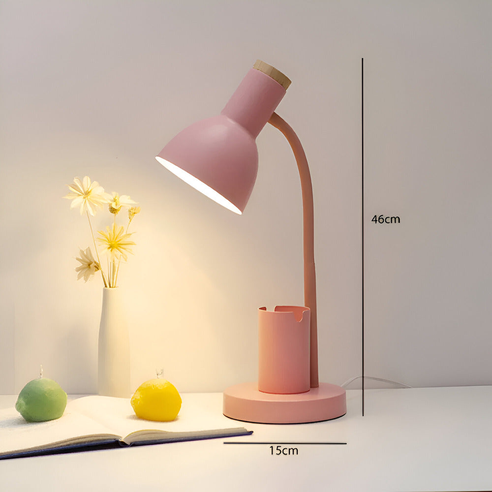 Modern Nordisk LED Bordslampa med Stilig Pennhållare - Ögonvänlig Belysning för Kontor, Läsning och Inredning