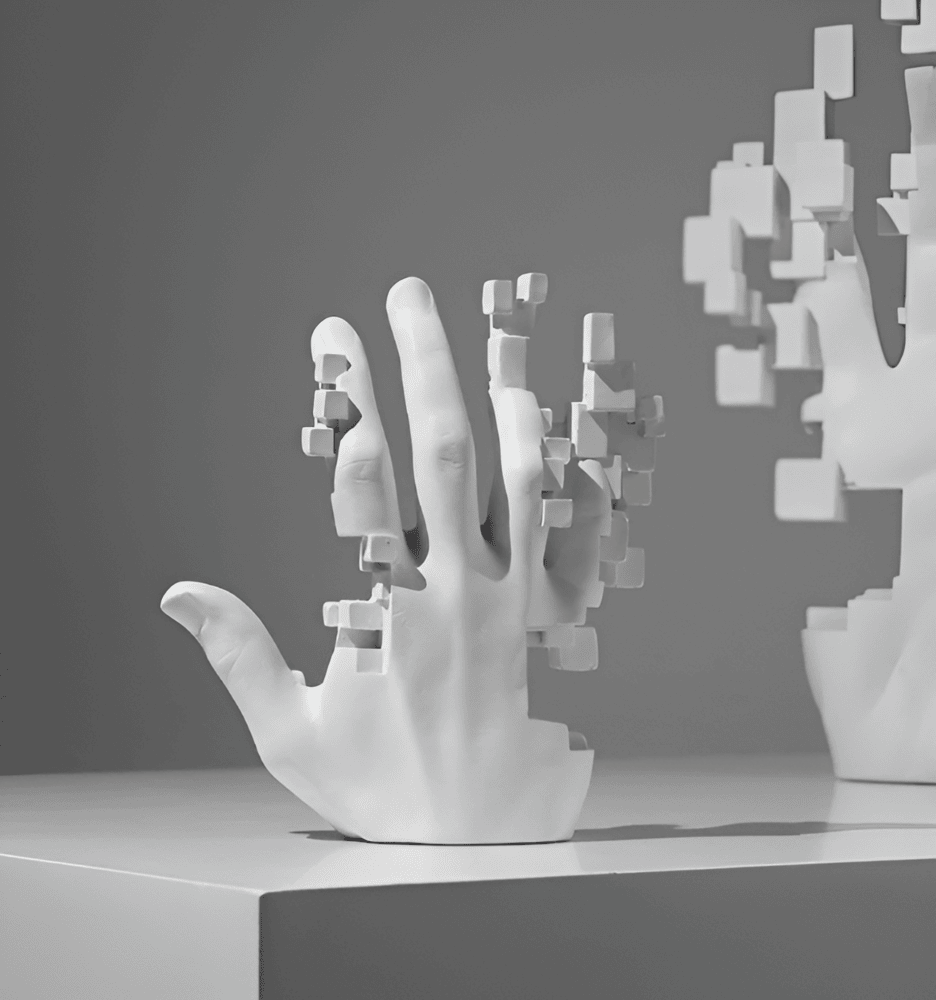 Mosaik Hand Staty - Abstrakt Resin Glitch Hand Palm Figur Prydnad