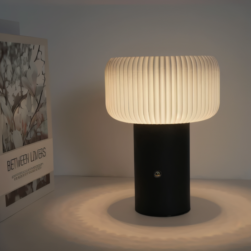 Mush Bordslampa - Stilren Ribbad Svamp Nattljus - Färgskiftande Lampa