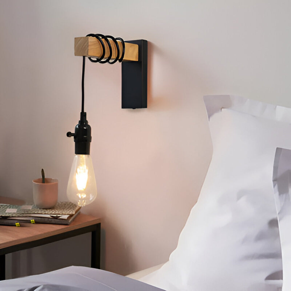 Naturlig Trä Vägglampa - Minimalistiska Rustika Vägglampor LED