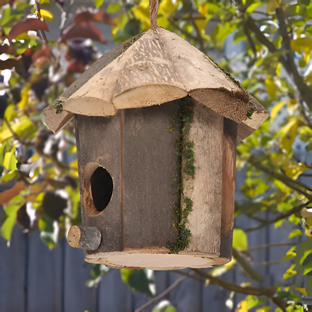 Naturligt Fågelhus i trä - Rustikt Kolibrinäste för Trädgårdsdekoration och Gör-det-Själv