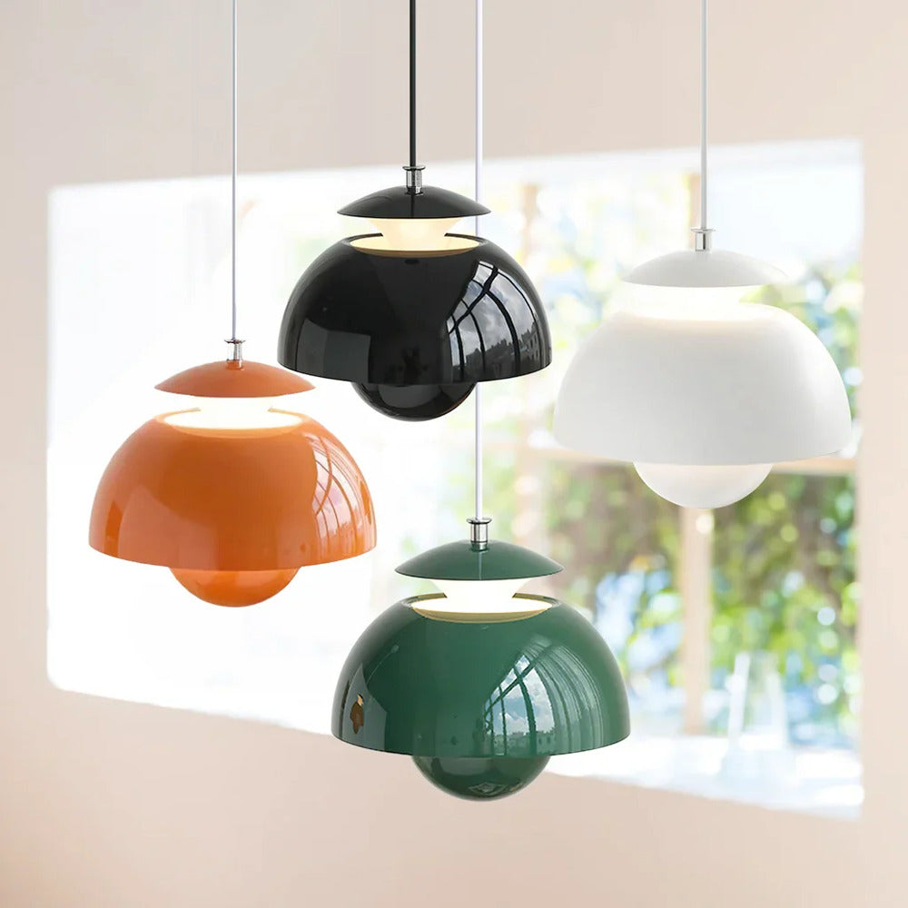 Nordisk metallpendellampa 25 cm – nordisk design, blommform, retrostil