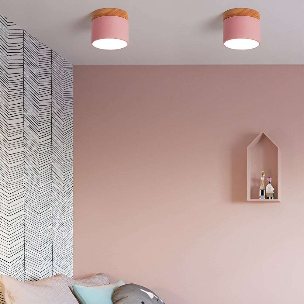 PastelGlow Cylinderlampa - Vintage Flush Mount Taklampa