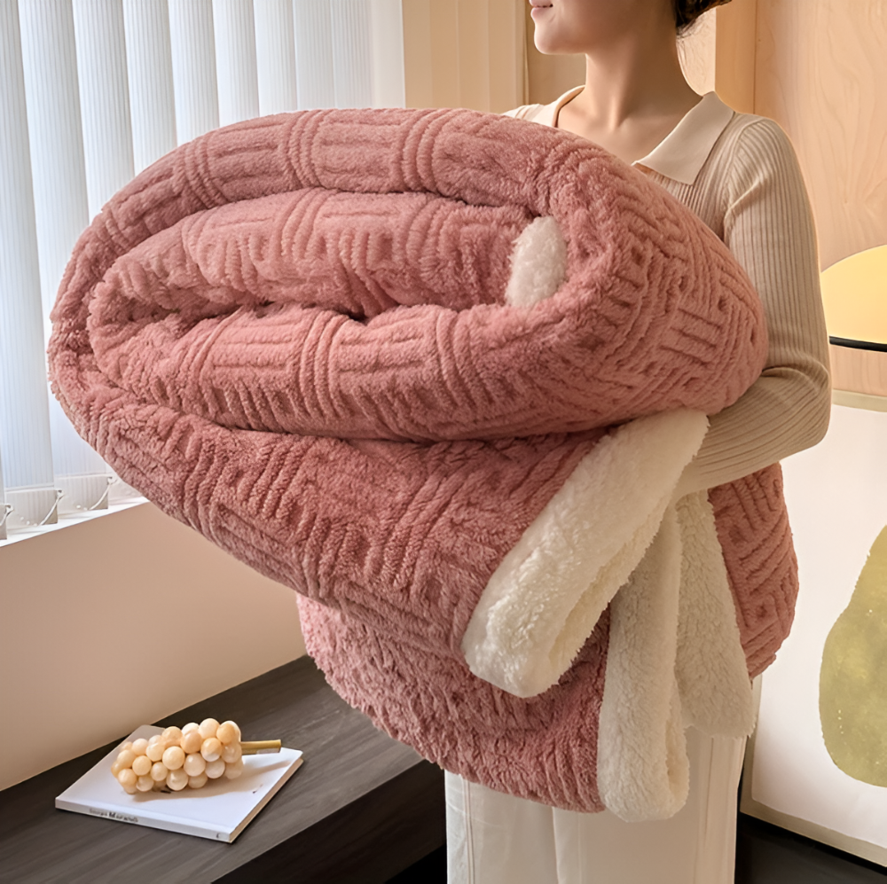 Plush Dubbelsidig Pläd - Geometriskt Mönstrad Fluffy Fleecefilt