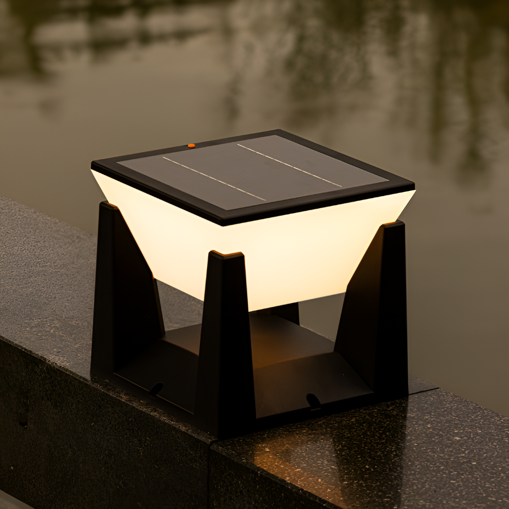 QuadreShine - Svart Fyrkantig Solarlampa Trädgård - Väderbeständig Trädgår belysning