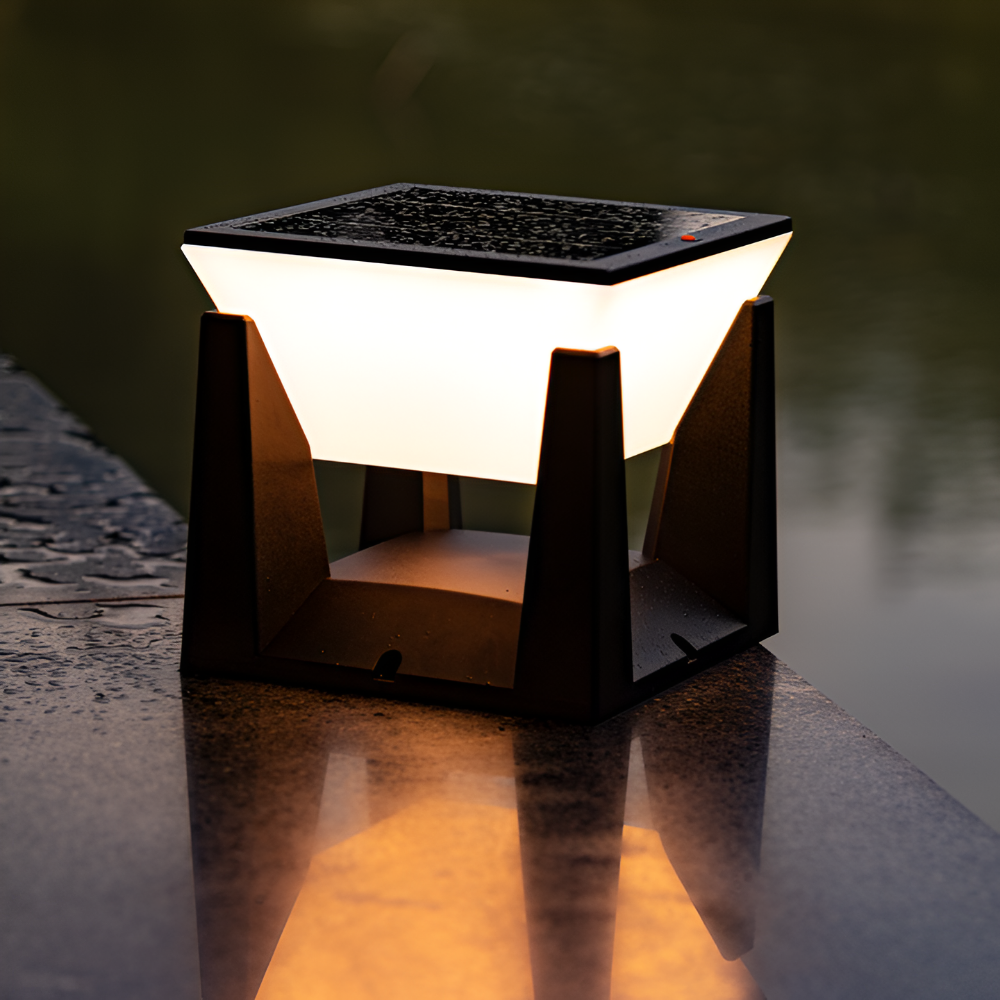 QuadreShine - Svart Fyrkantig Solarlampa Trädgård - Väderbeständig Trädgår belysning