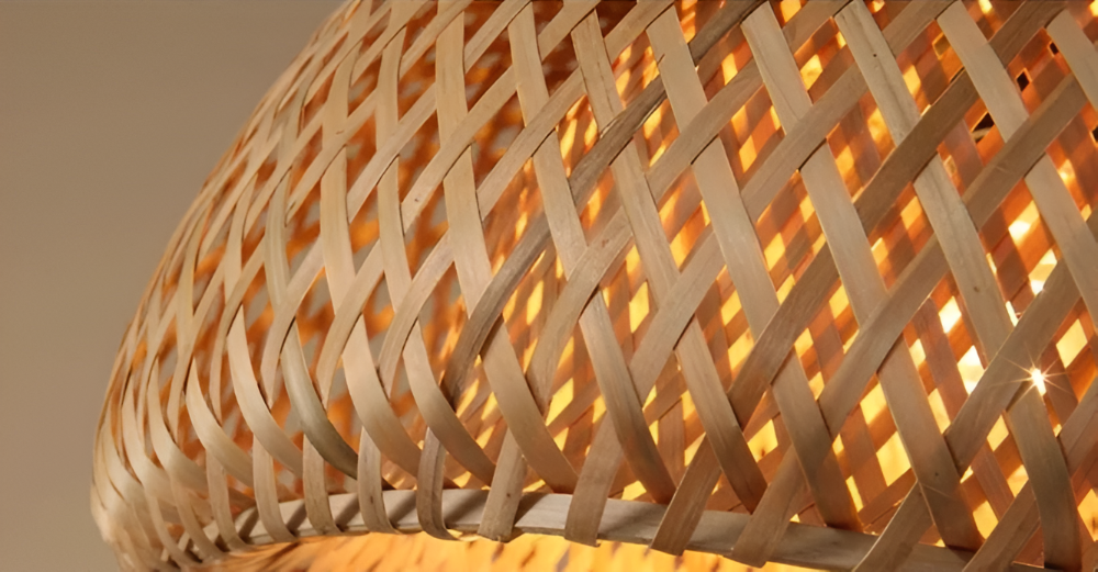 Ästetisk Kuppel Rattan Pendellampa - Handflätad Bambus Wicker Hänglampa