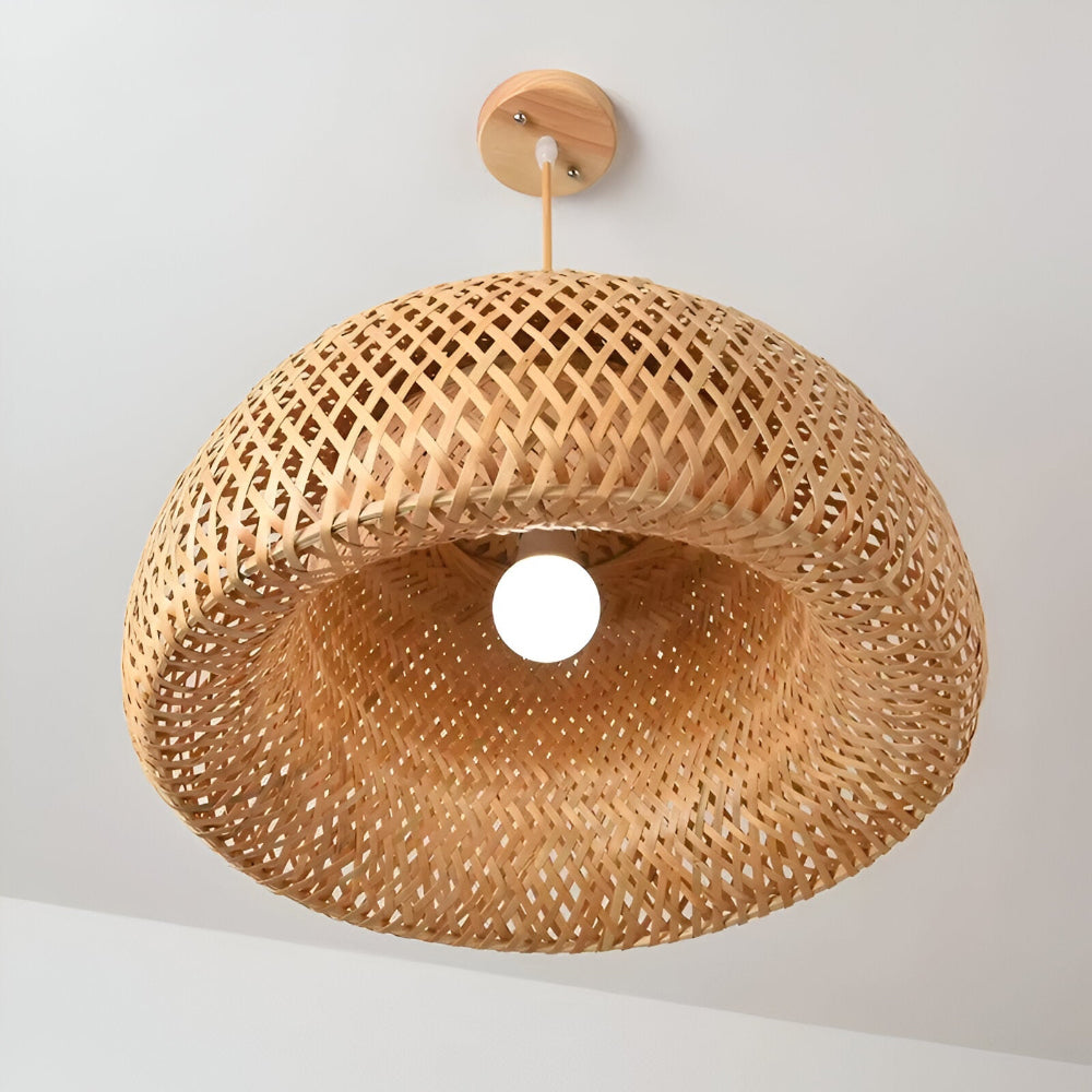 Ästetisk Kuppel Rattan Pendellampa - Handflätad Bambus Wicker Hänglampa